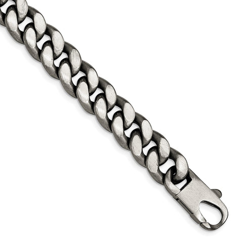 Sterling Silver Ruthenium/Antiqued Brushed Curb Link Bracelet-WBC-QG4871-8.5