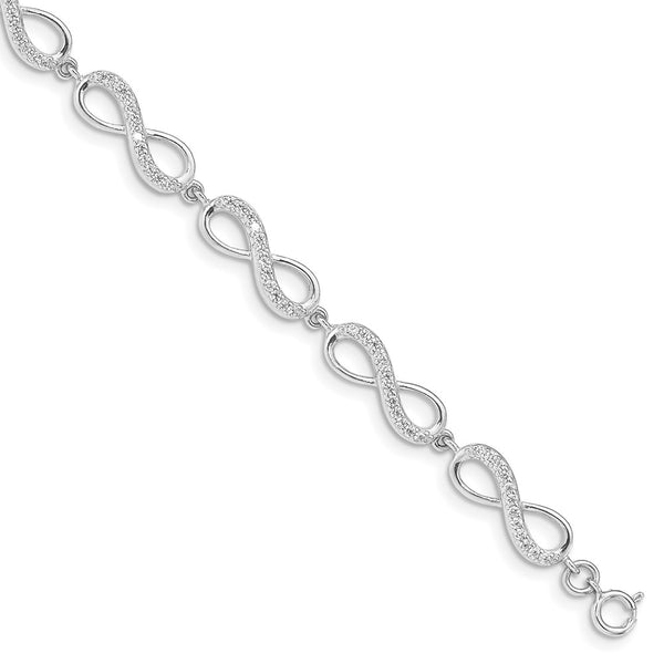 Sterling Silver Rhodium Plated CZ Infinity Bracelet-WBC-QG4877-7