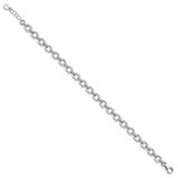 Sterling Silver Rhodium-plated CZ Cable Link w/.5in ext Bracelet-WBC-QG4880-7