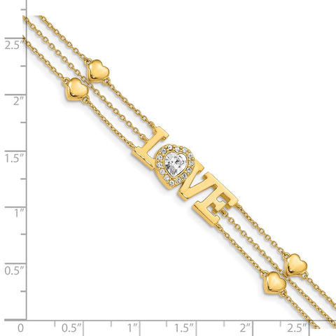 Sterling Silver Gold-Tone Crystal LOVE Bracelet-WBC-QG4889-7.5