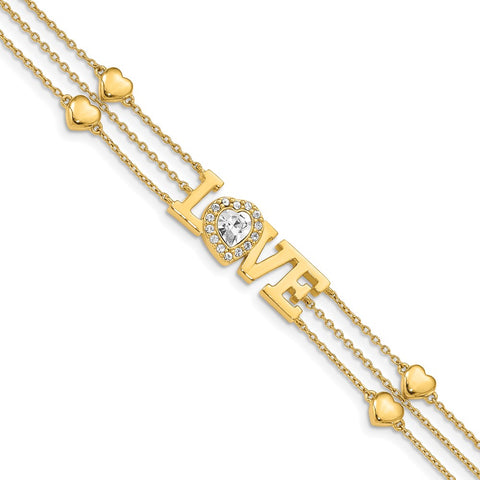 Sterling Silver Gold-Tone Crystal LOVE Bracelet-WBC-QG4889-7.5