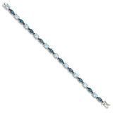 Sterling Silver Rhodium-plated London Blue/Sky Blue Topaz Bracelet-WBC-QG4907-7.25