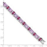 Sterling Silver Rhodium-plated Amethyst and Rhodolite Bracelet-WBC-QG4920-7.5