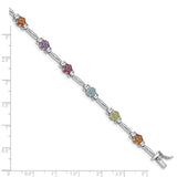 Sterling Silver Rhodium-plated Multi-gemstone Bracelet-WBC-QG4922-7.5