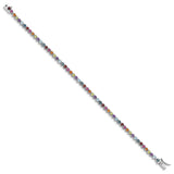 Sterling Silver Rhodium-plated Multi-gemstone Tennis Bracelet-WBC-QG4924-7.5