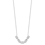 Sterling Silver Rhodium-plated Baguette CZ Bars w/ 1in ext. Necklace-WBC-QG4937-16