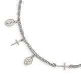Sterling Silver Cross & Mary Charm with 1in .ext Bracelet-WBC-QG4969-7