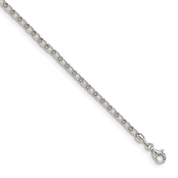 Sterling Silver Enclosed CZ Chain Bracelet-WBC-QG5018-7.25