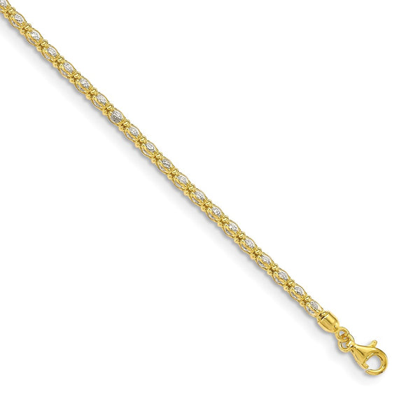 Sterling Silver Gold-tone Enclosed CZ Chain Bracelet-WBC-QG5020-7.25