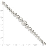 Sterling Silver Polished Graduated Beads Bracelet-WBC-QG5036-7.5