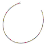 Sterling Silver Rhodium-plated 3mm Colorful CZ Necklace-WBC-QG5051-18