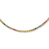 Sterling Silver 14k Flash-plated 3mm Colorful CZ Necklace-WBC-QG5051GP-18