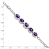 Sterling Silver Rhod-plat Amethyst Bracelet-WBC-QG5058-8