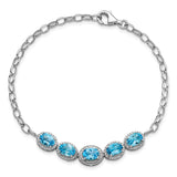 Sterling Silver Rhod-plat Blue Topaz Bracelet-WBC-QG5060-8