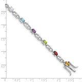 Sterling Silver Rhod-plat Ameth, Bl Top Citri, Perid, Garnet Bracelet-WBC-QG5061-7.5