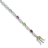 Sterling Silver Rhod-plat Ameth, Bl Top Citri, Perid, Garnet Bracelet-WBC-QG5061-7.5