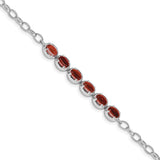 Sterling Silver Rhodium-plated Garnet Bracelet-WBC-QG5063-8