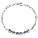 Sterling Silver Rhodium-plated Amethyst Bracelet-WBC-QG5065-8