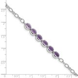 Sterling Silver Rhodium-plated Amethyst Bracelet-WBC-QG5065-8