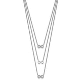 Sterling Silver Rhod-plated 3-Strand CZ Infinity w/2in ext. Necklace-WBC-QG5130-16