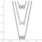 Sterling Silver Rhod-plated 3-Strand CZ Infinity w/2in ext. Necklace-WBC-QG5130-16