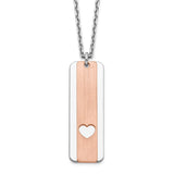 Sterling Silver Dogtag w/Rose-tone Heart w/ 1.25in ext Necklace-WBC-QG5160-17