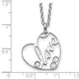 Sterling Silver CZ  LOVE Heart Necklace-WBC-QG5165-18