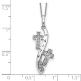 Sterling Silver Enamel and Crystal FAITH Cross Necklace-WBC-QG5178-18