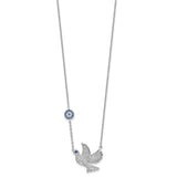 Sterling Silver Rhod-plated CZ Dove w/2in ext. Necklace-WBC-QG5188-16