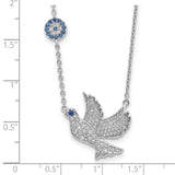 Sterling Silver Rhod-plated CZ Dove w/2in ext. Necklace-WBC-QG5188-16