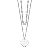 Sterling Silver RH-plated 2-Strand Heart w/4in ext Choker Necklace-WBC-QG5197-13