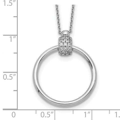 Sterling Silver Rhodium-plated Polished CZ w/2in Necklace-WBC-QG5198-16