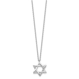 Sterling Silver Rhodium-plated Star of David w/ 1in ext. Necklace-WBC-QG5199-15