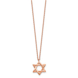 Sterling Silver Rose-tone Star of David w/ 1in ext. Necklace-WBC-QG5203-16.5