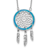 Sterling Silver Created Opal Dream Catcher w/ 2in ext. Necklace-WBC-QG5223-15.5