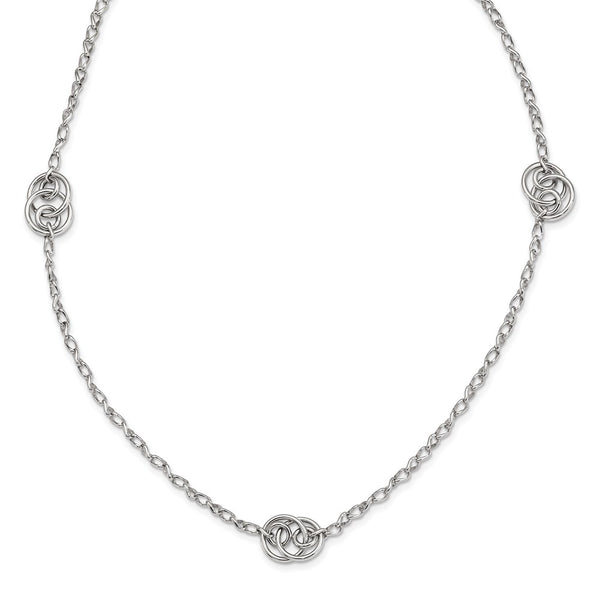 Sterling Silver Rhodium-plated Oval Link Necklace-WBC-QG5227-36