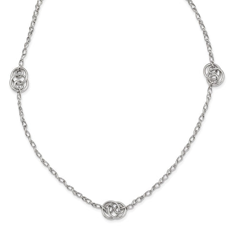 Sterling Silver Rhodium-plated Oval Link Necklace-WBC-QG5227-36