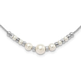 Sterling Silver D/C Beads w/Swarovski Pearl w/ 2in ext. Necklace-WBC-QG5228-16
