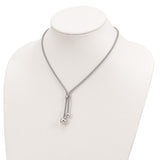 Sterling Silver Rhodium-plated D/C w/1.5in ext. 2-Bead Y-Necklace-WBC-QG5234-15.5