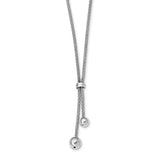 Sterling Silver Rhodium-plated D/C w/1.5in ext. 2-Bead Y-Necklace-WBC-QG5234-15.5