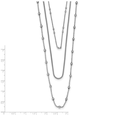 Sterling Silver Beaded 3 Strand with 2IN Ext Necklace-WBC-QG5239-16