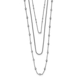 Sterling Silver Beaded 3 Strand with 2IN Ext Necklace-WBC-QG5239-16