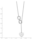 Sterling Silver RH-plated CZ Infinity/Heart w/2in ext. Y-Necklace-WBC-QG5258-16