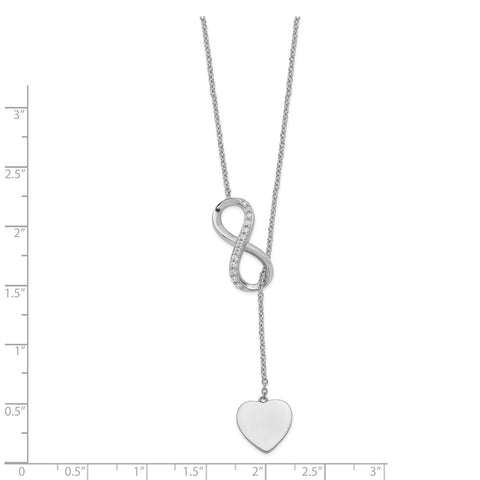 Sterling Silver RH-plated CZ Infinity/Heart w/2in ext. Y-Necklace-WBC-QG5258-16