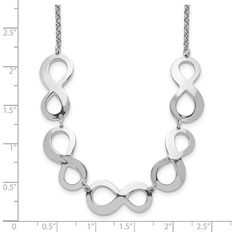 Sterling Silver Rhodium-plated Infinity w/2in. Ext. Necklace-WBC-QG5267-17