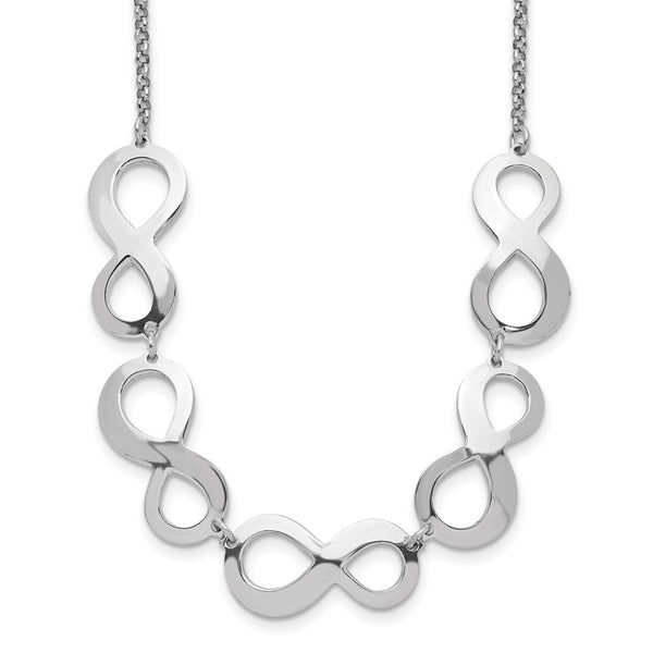 Sterling Silver Rhodium-plated Infinity w/2in. Ext. Necklace-WBC-QG5267-17