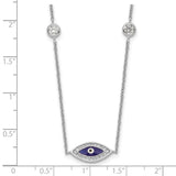 Sterling Silver Rhodium-plated Enameled CZ Evil Eye Necklace-WBC-QG5278-36