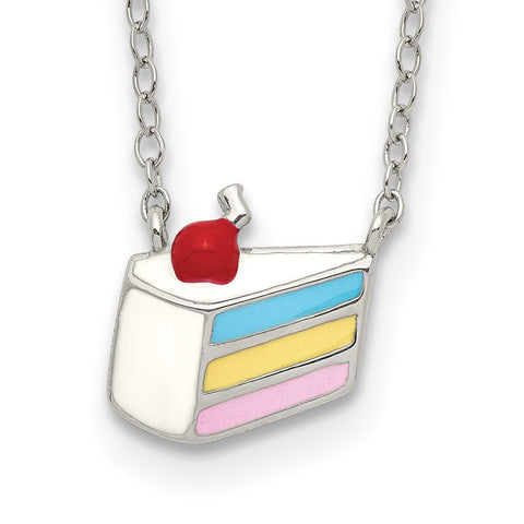 Sterling Silver Enameled Cake Necklace-WBC-QG5287-18