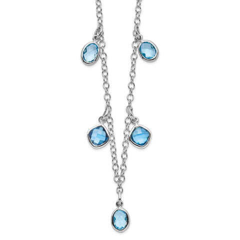 Sterling Silver Rhod-plat London and Sky Blue Topaz w/ 2in ext. Necklace-WBC-QG5295-18