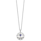 Sterling Silver Enameled Blue & Clear CZ Cross Necklace-WBC-QG5301-17.5